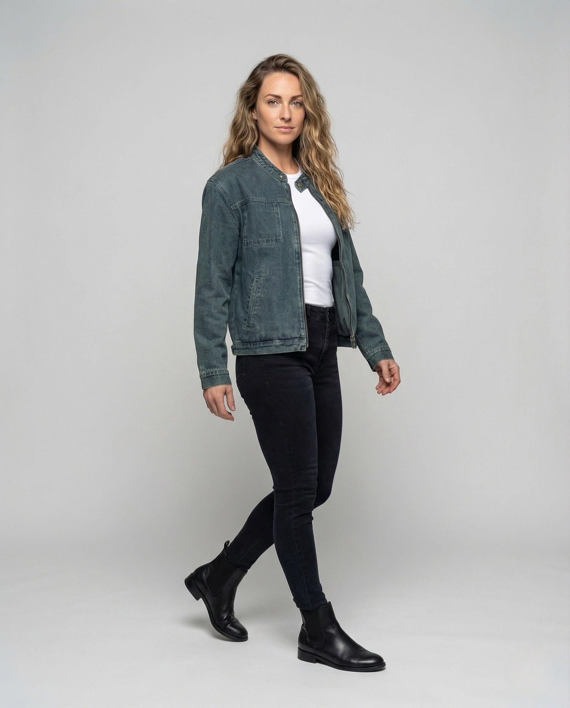 Damen Denimjacke Boxy Übergangsmodell - Norvielle