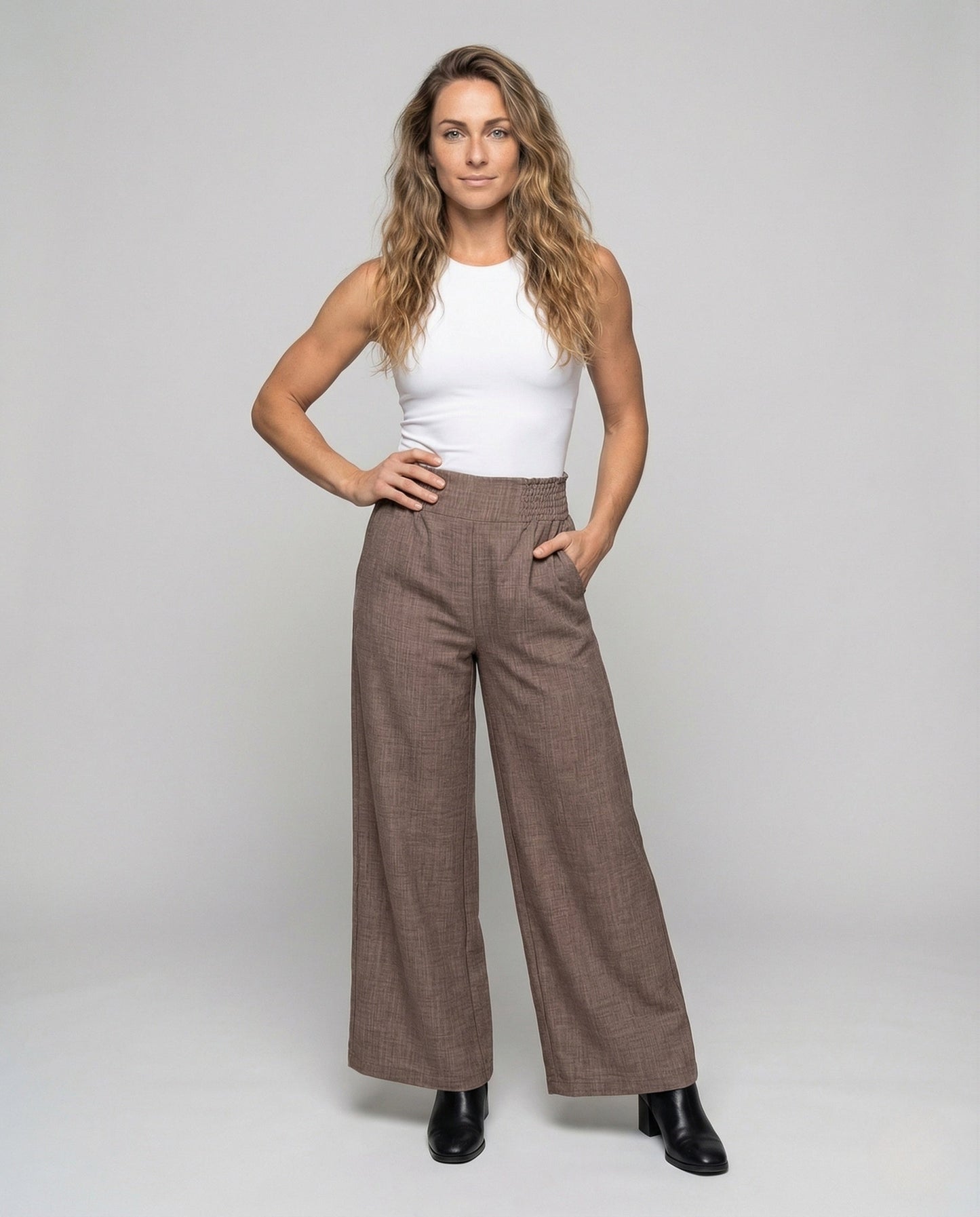 Damen Leinenhose High Waist Bügelfalte - Norvielle