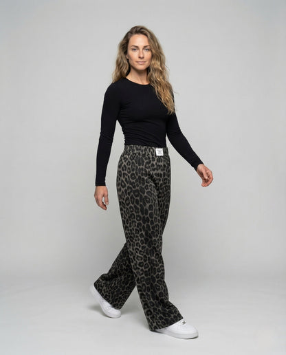 Damen Palazzo-Hose Satin Tiermuster - Norvielle