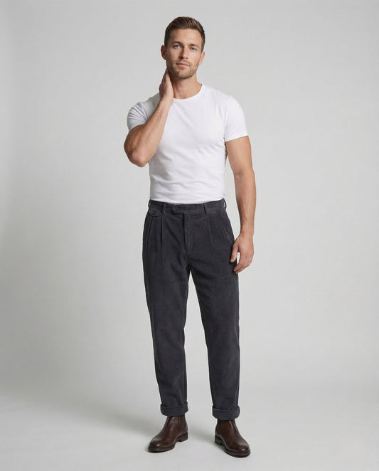 Herren Cordhose mit Bundfalten - Norvielle