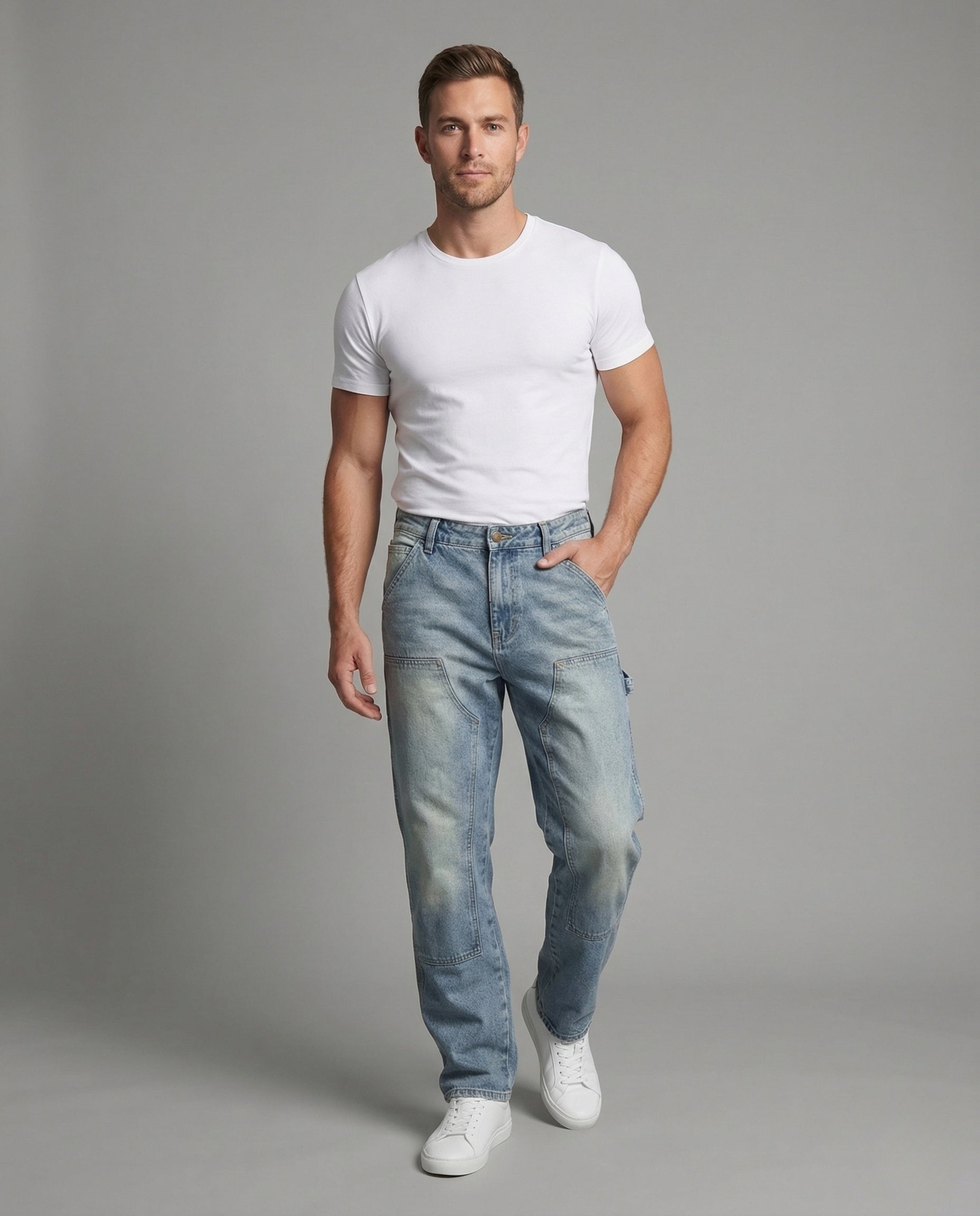 Herren Arbeitsjeans Mit Werkzeugtasche - Norvielle