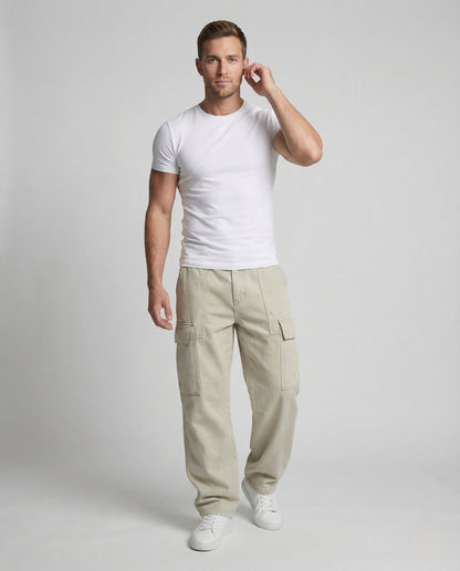 Unisex Cargohose Oversize Arbeitshose Baumwolle Beige - Norvielle