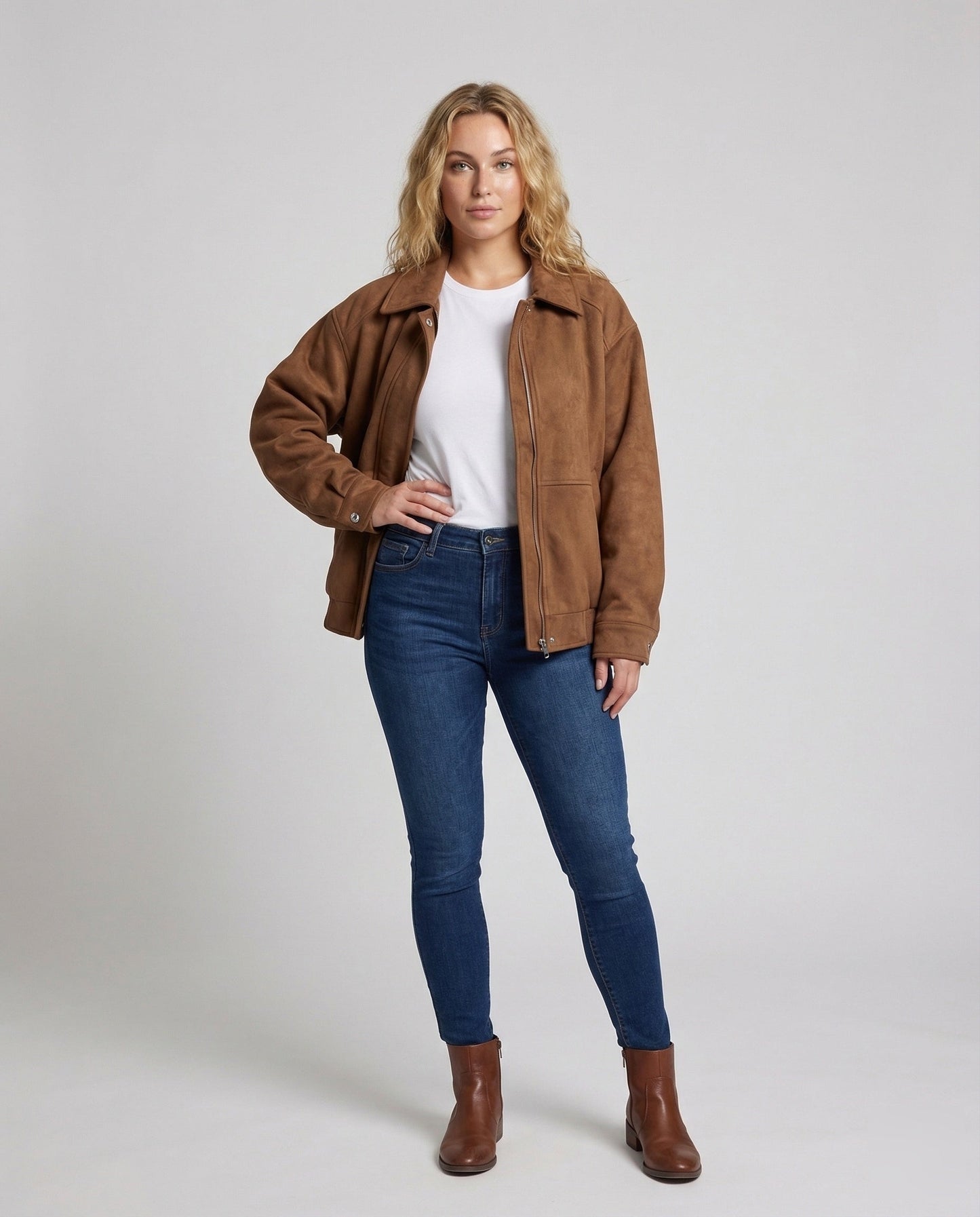 Damen Veloursjacke Revers - Norvielle