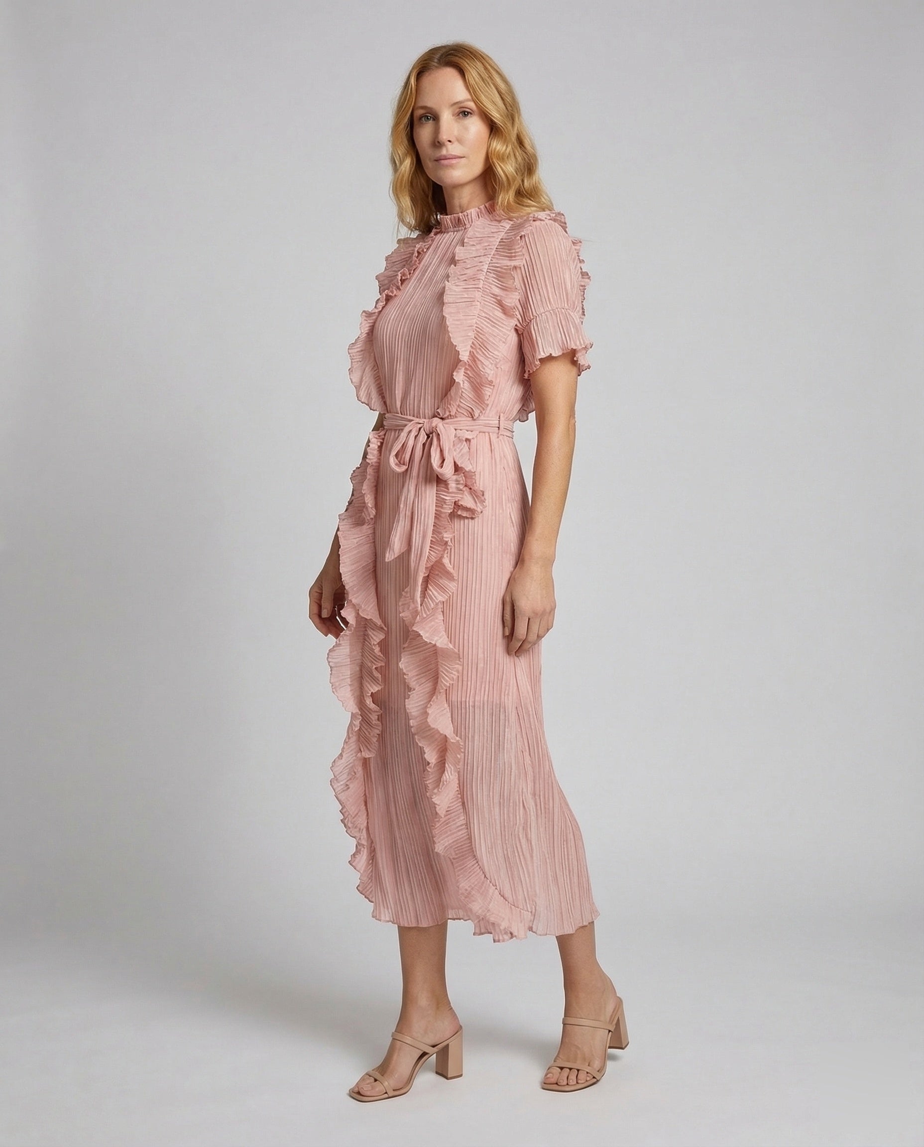 Damen Midikleid Rüschen Plissee - Norvielle