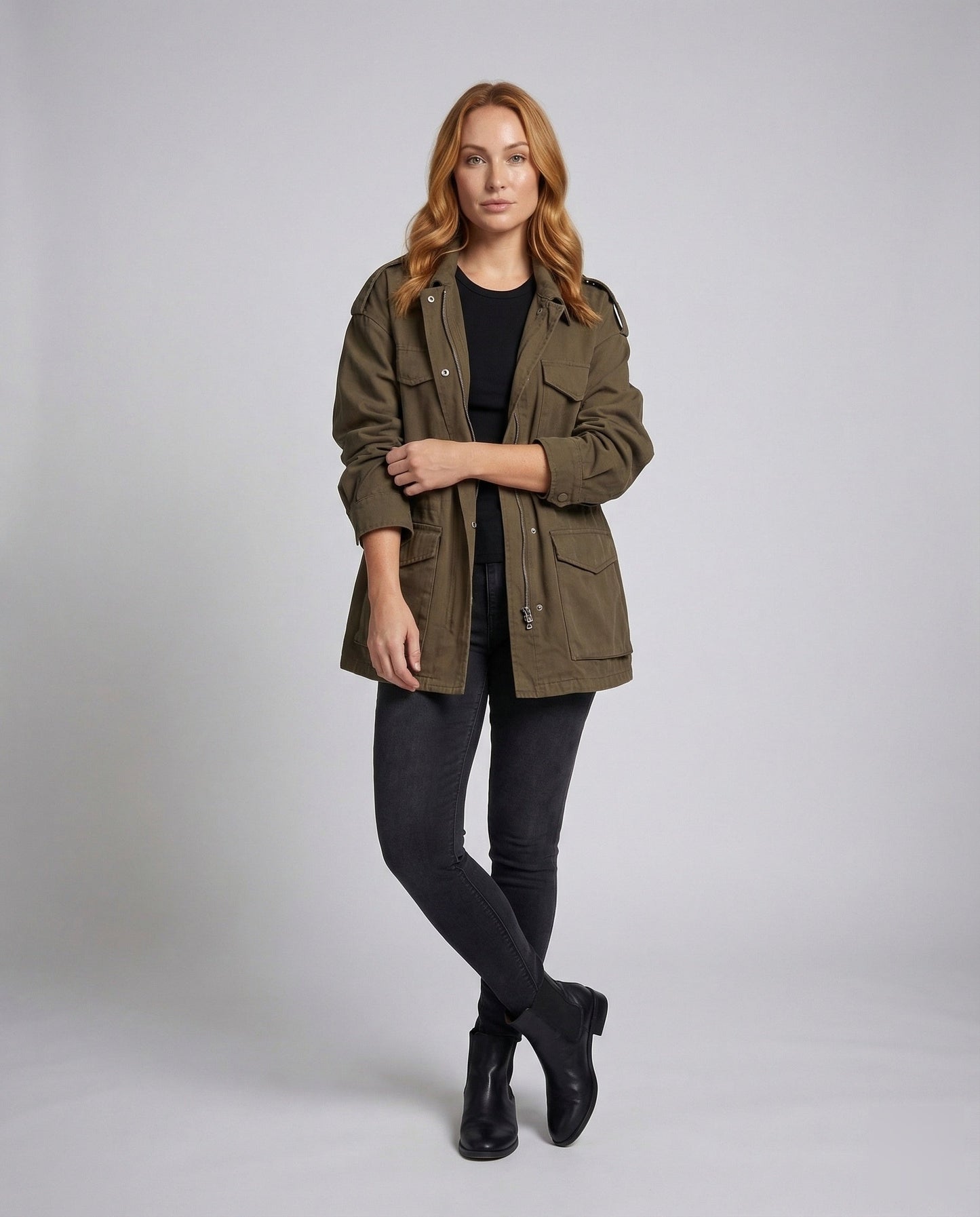 Damen Feldjacke Oversize mit Taschen - Norvielle
