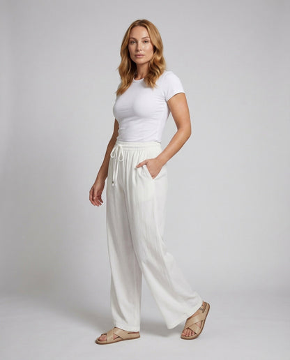 Damen Leinenhose Mit Elastikbund - Norvielle
