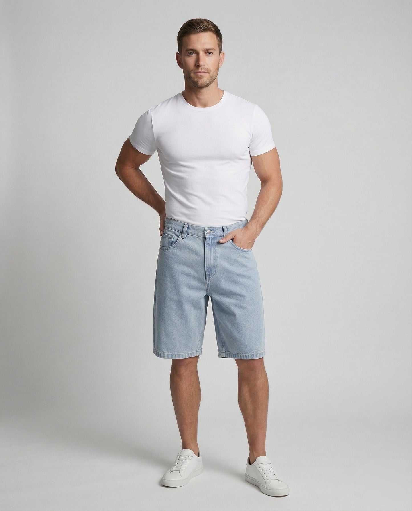 Herren Bermuda Shorts Jeans Baumwolle Blau - Norvielle