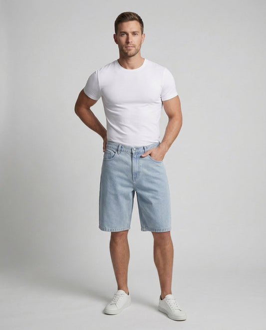 Herren Bermuda Shorts Jeans Baumwolle Blau - Norvielle