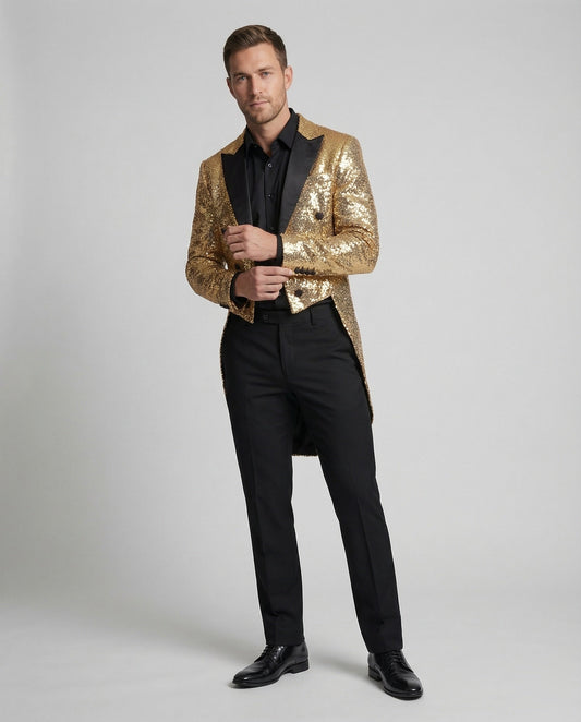 Herren Frack mit Pailletten Satinrevers - Norvielle