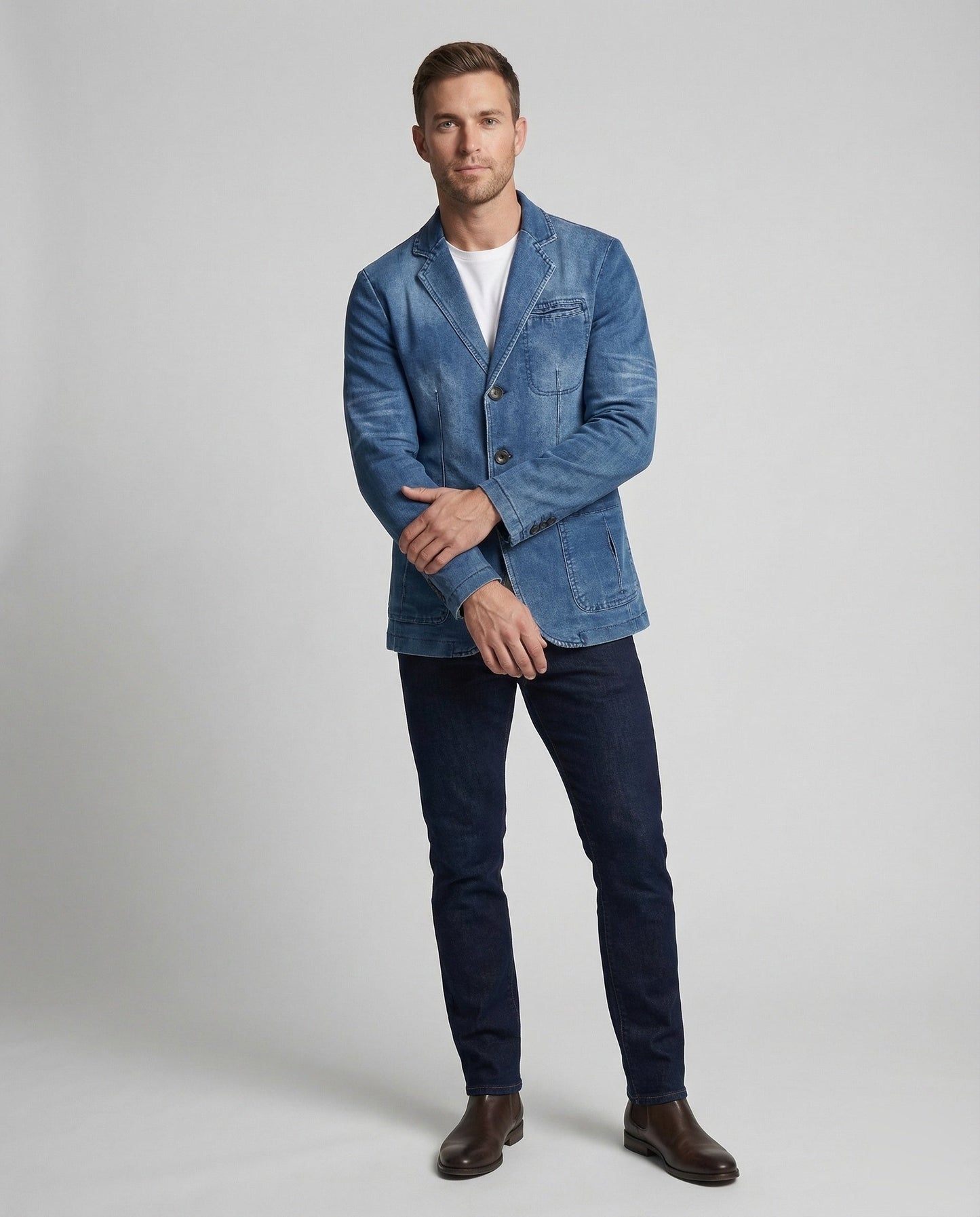 Herren Denim Sakko Casual blau - Norvielle