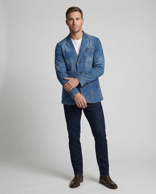 Herren Denim Sakko Casual blau - Norvielle