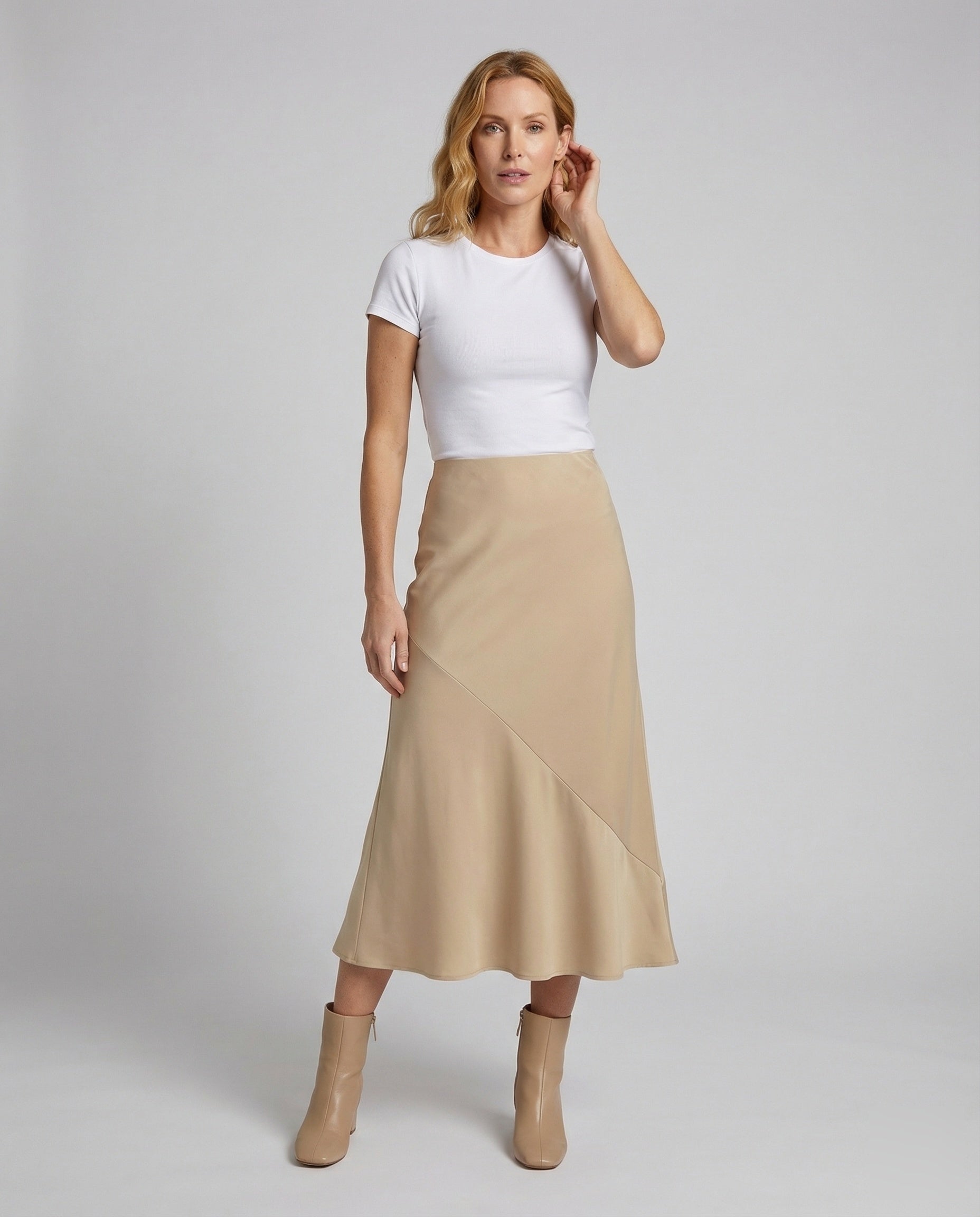 Damen Satin Maxirock A-Linie - Norvielle