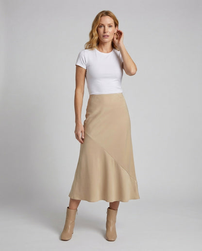 Damen Satin Maxirock A-Linie - Norvielle