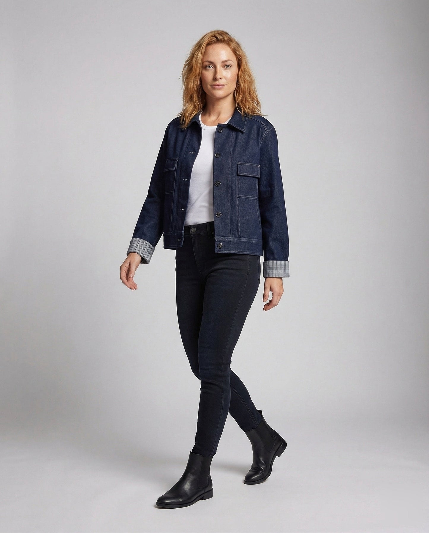 Damen Jeansjacke Boxy mit Brusttaschen - Norvielle