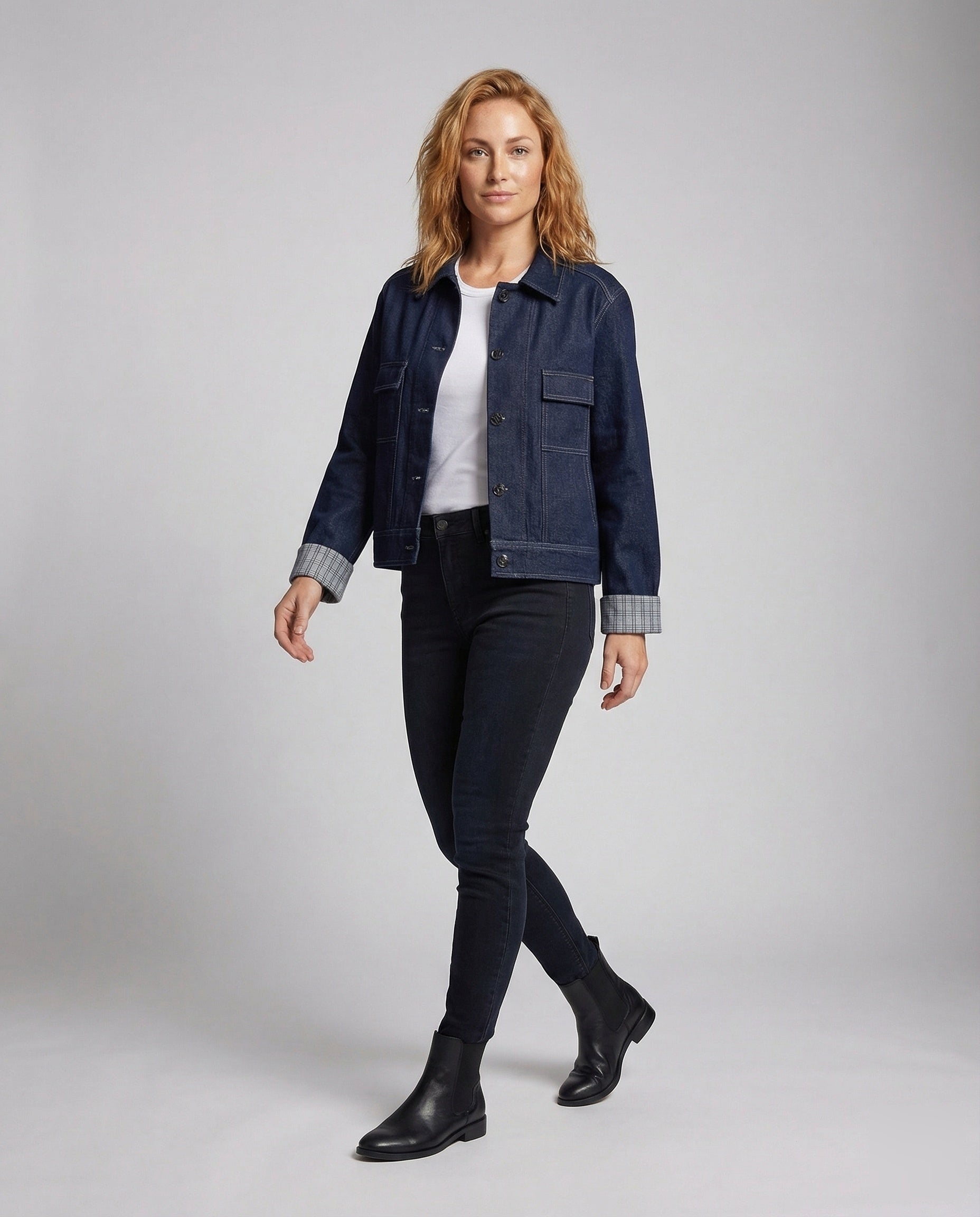 Damen Jeansjacke Boxy mit Brusttaschen - Norvielle