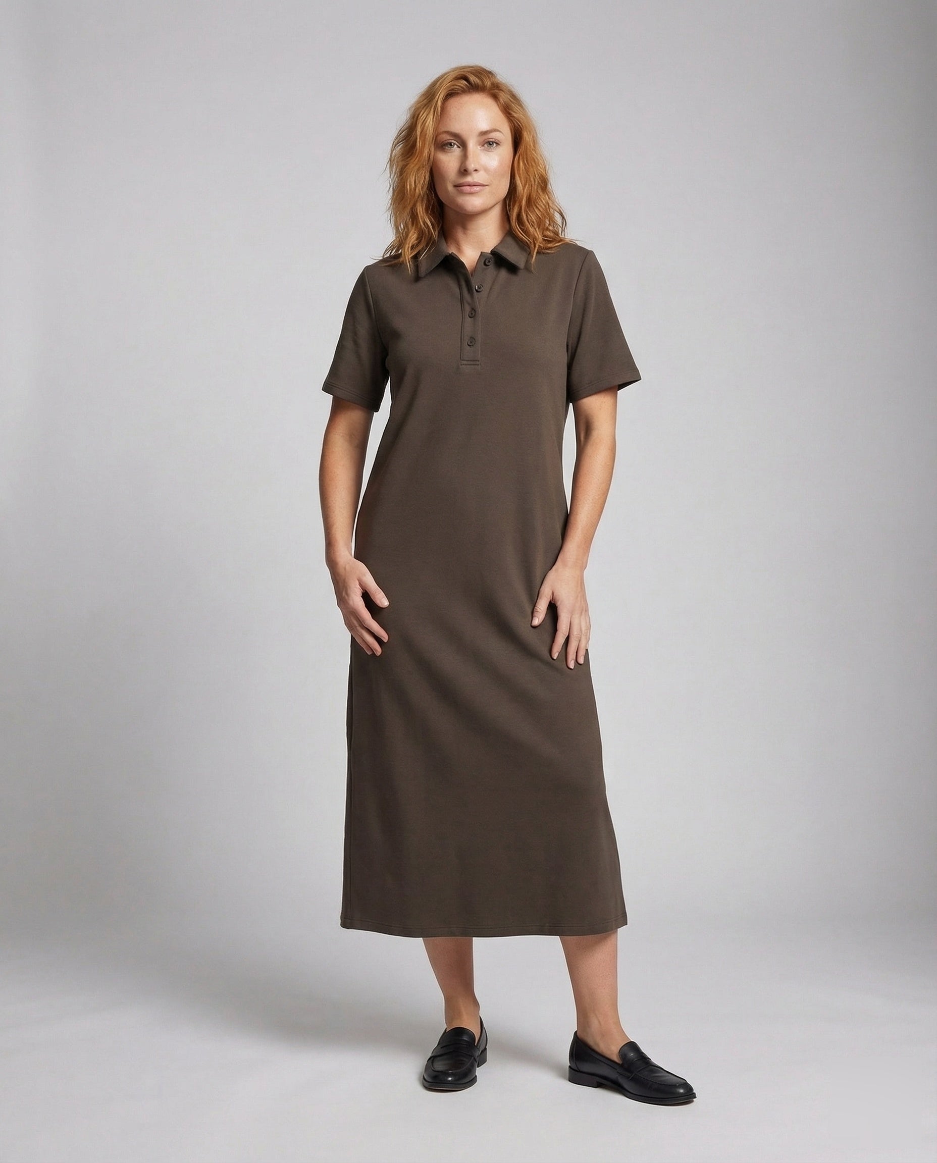 Damen Maxi Polokleid aus Baumwolle - Norvielle