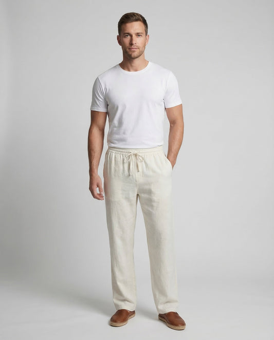 Herren Leinenhose Sommerweit Beige - Norvielle