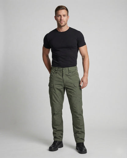 Herren Cargo-Hose Baumwolle Bequem Olivgrün - Norvielle