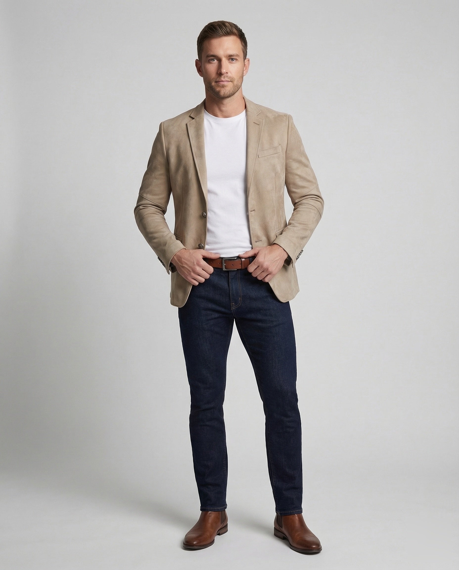 Herren Velours Sakko Revers dunkelbraun - Norvielle