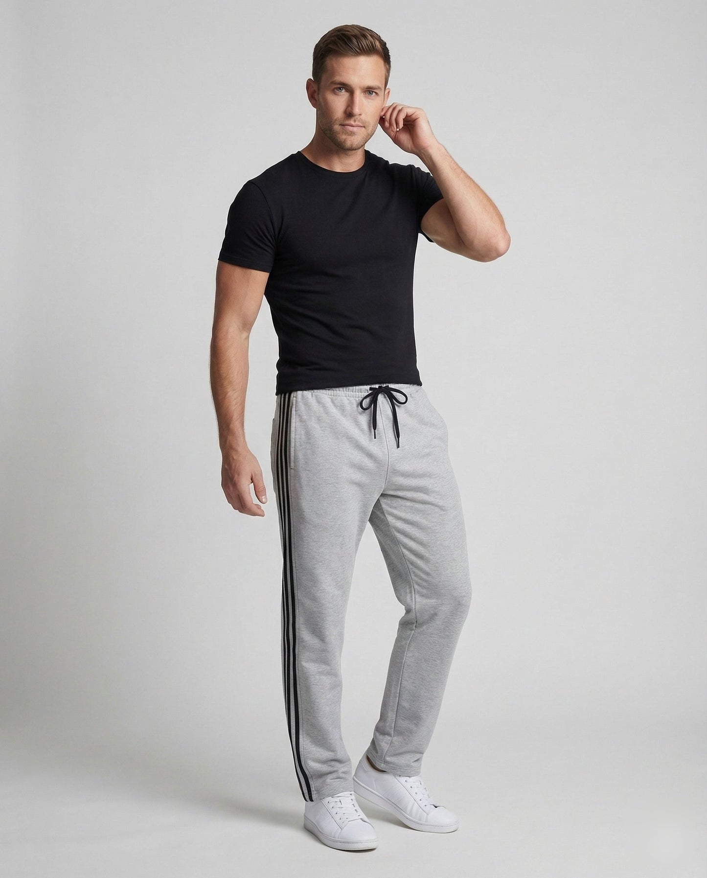 Herren Jogginghose Baumwollmix Schwarz - Norvielle