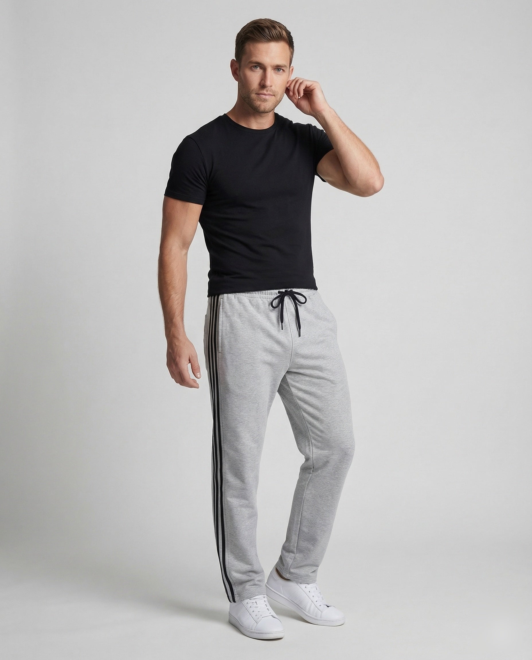 Herren Jogginghose Baumwollmix Schwarz - Norvielle
