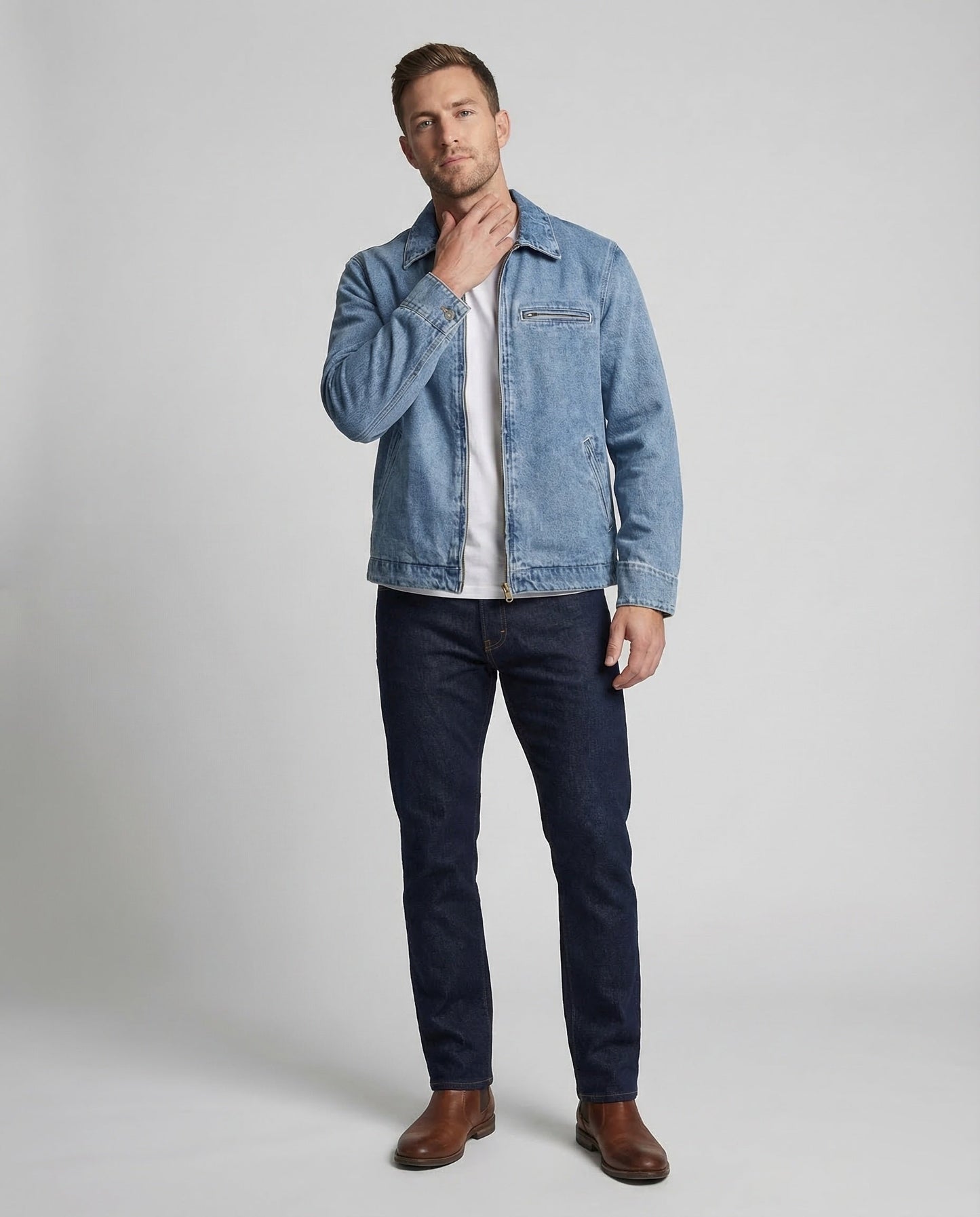 Unisex Jeansjacke Weit Reißverschluss - Norvielle