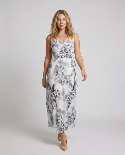 Damen Maxikleid Wickeloptik Chiffon - Norvielle