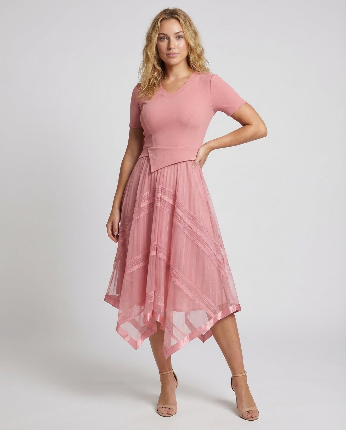 Damen Strickkleid Stufenrock Midilänge - Norvielle