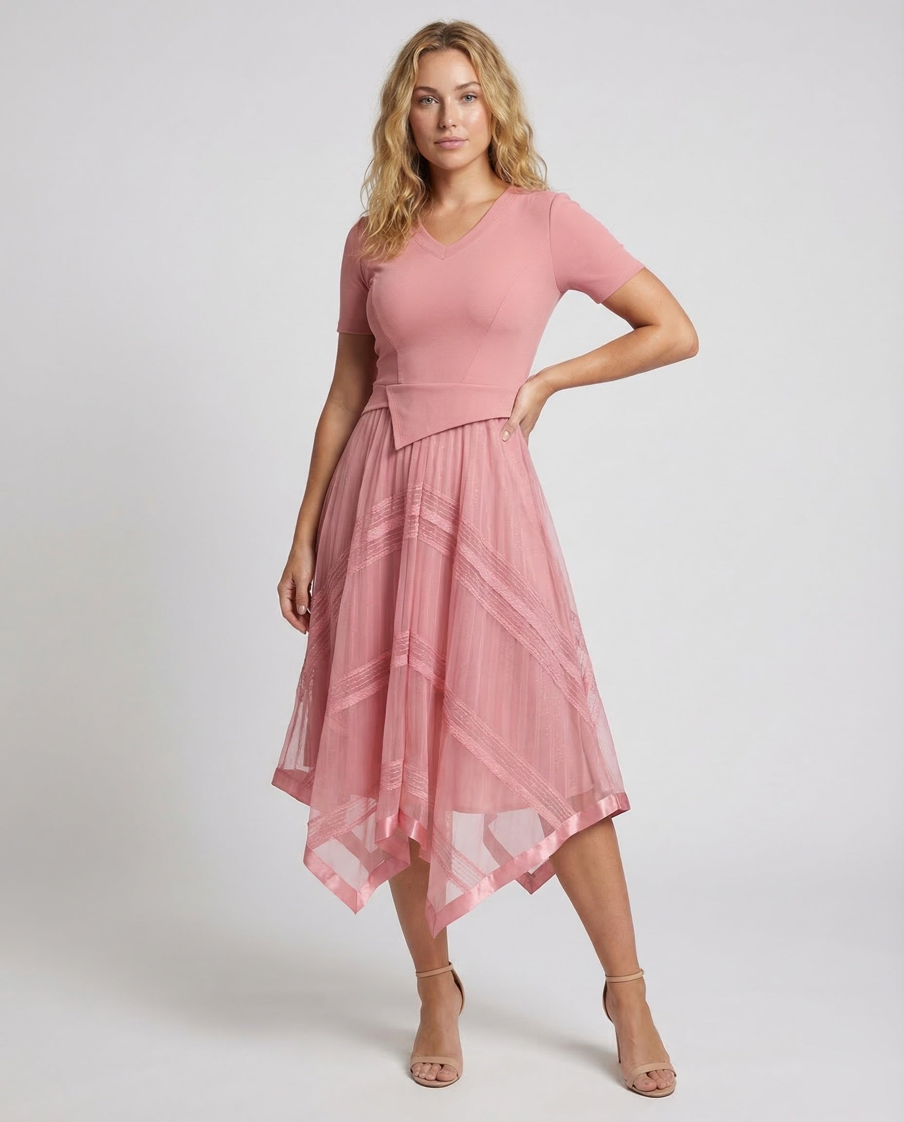 Damen Strickkleid Stufenrock Midilänge - Norvielle