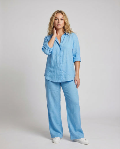 Damen Leinen Set aus Hemd und Hose - Norvielle