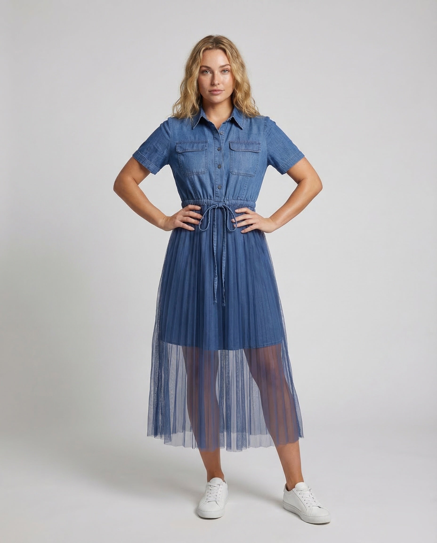 Damen Jeanskleid mit Tüll - Norvielle