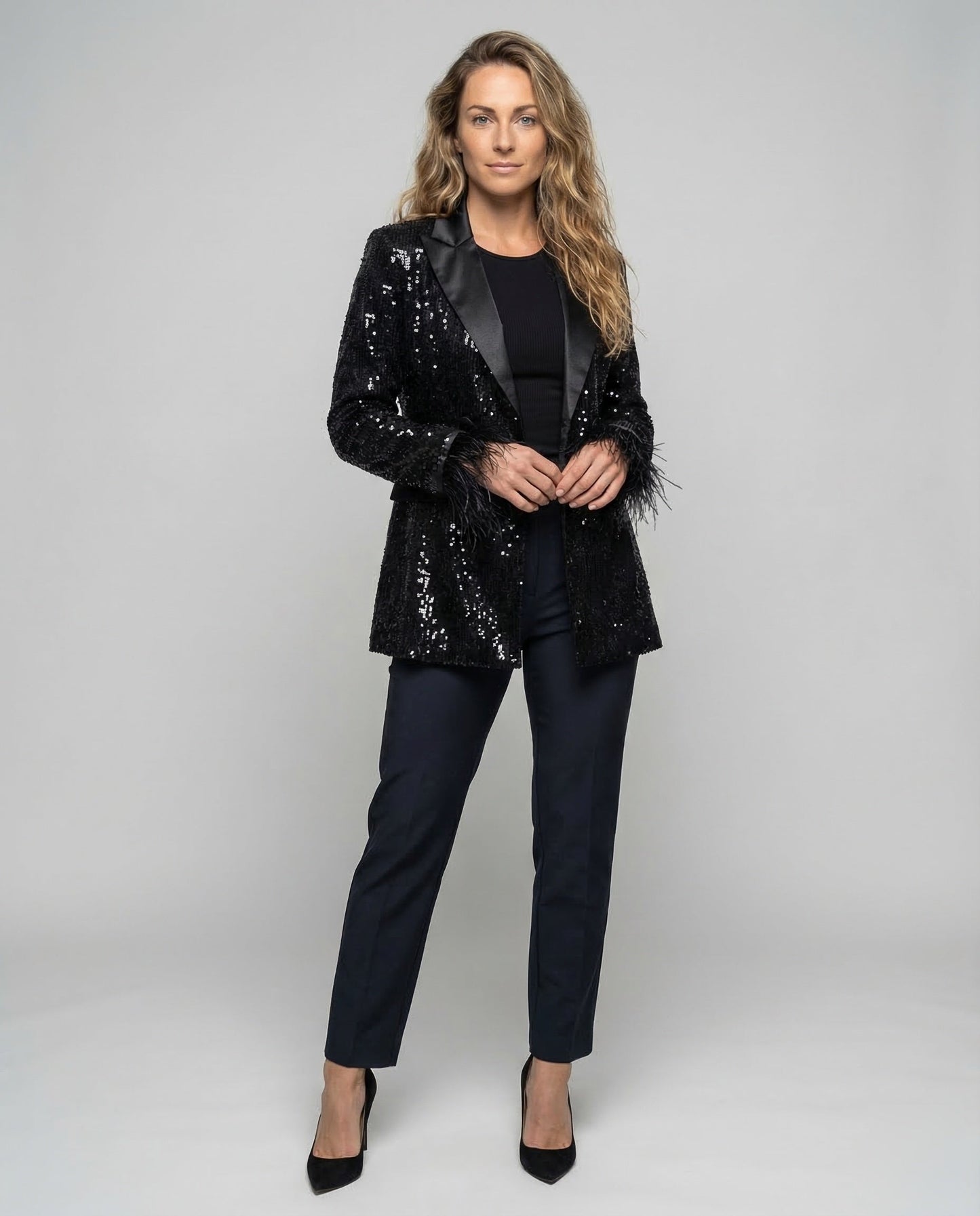 Damen Doppelreihenblazer Pailletten - Norvielle