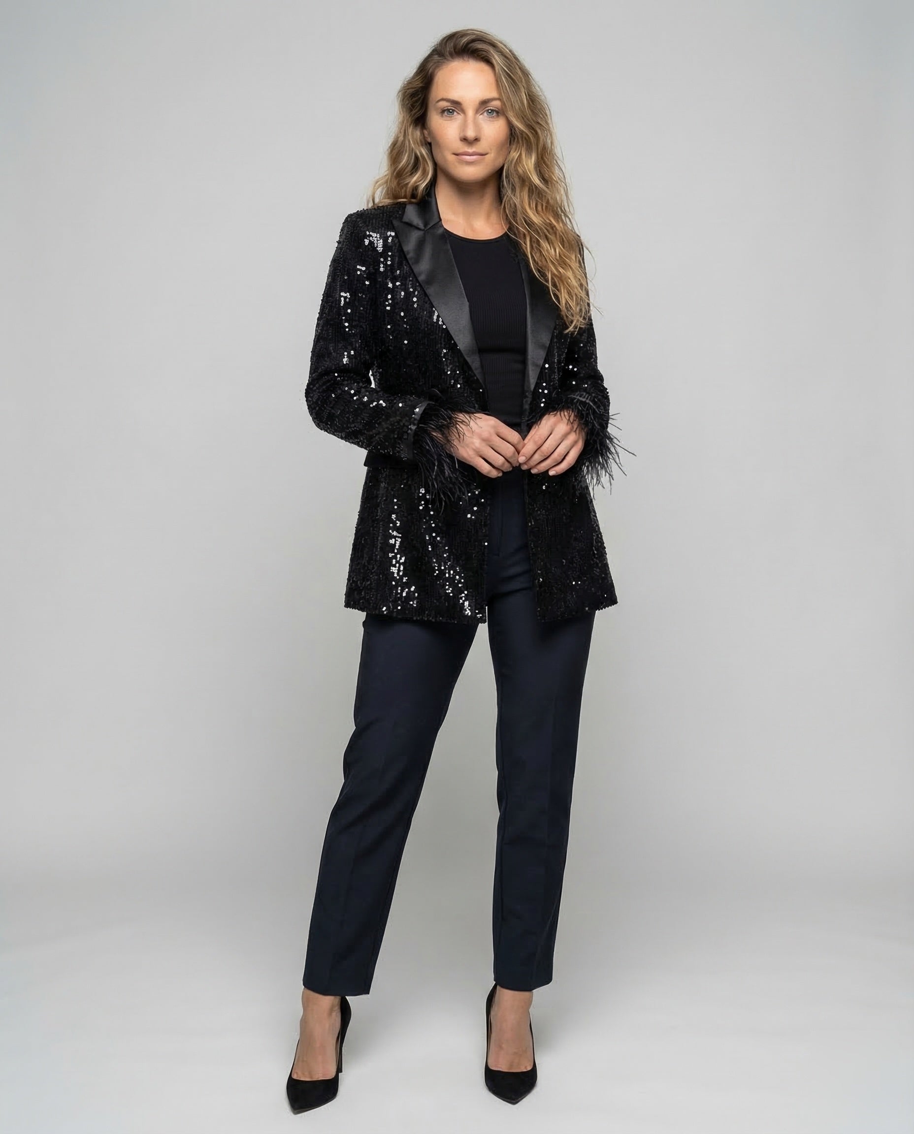Damen Doppelreihenblazer Pailletten - Norvielle