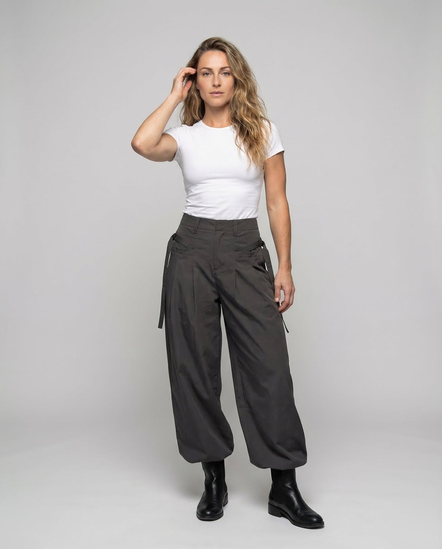 Damen High Waist Bundfaltenhose Oversize - Norvielle