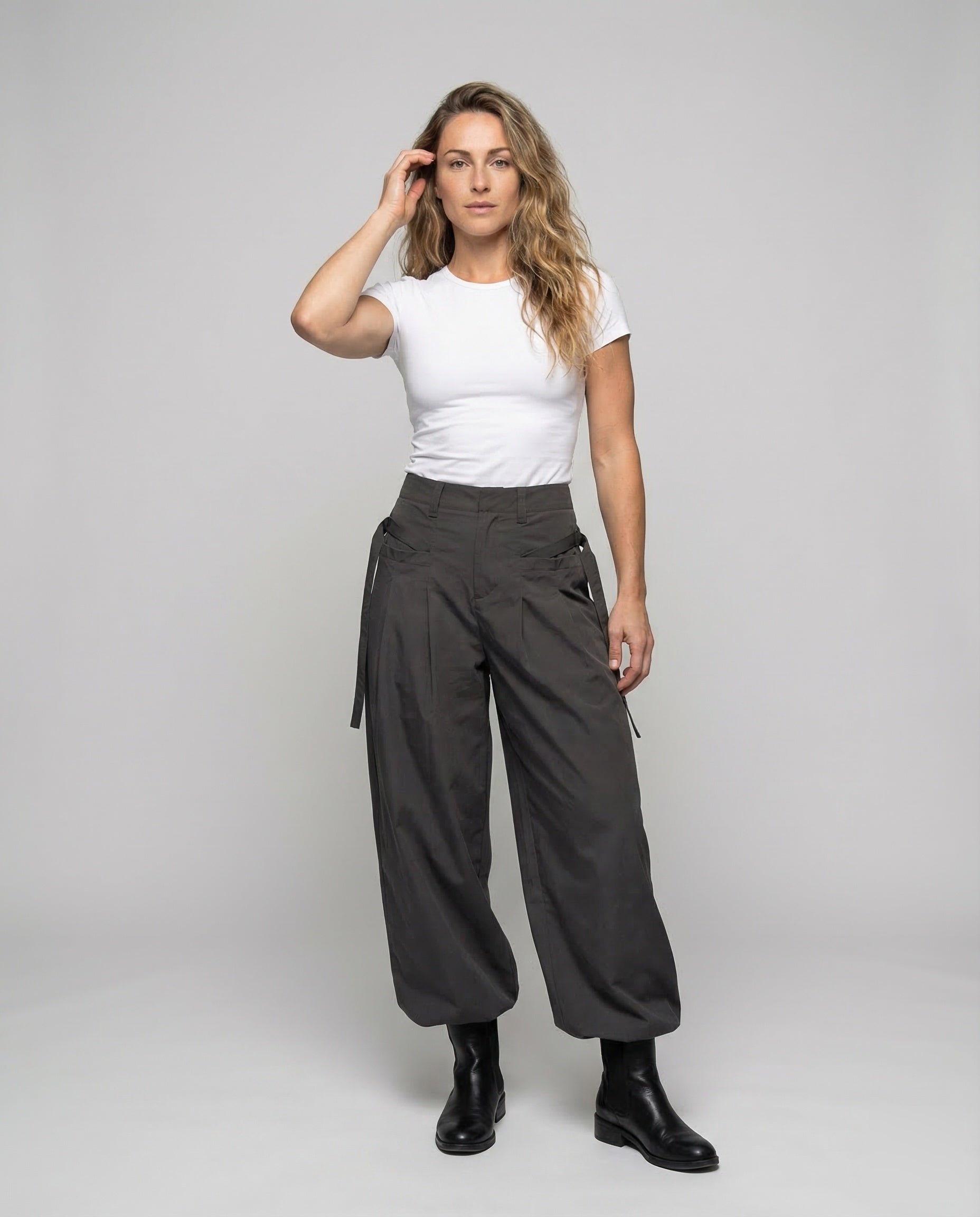 Damen High Waist Bundfaltenhose Oversize - Norvielle