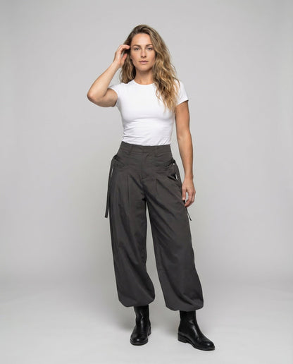 Damen High Waist Bundfaltenhose Oversize - Norvielle