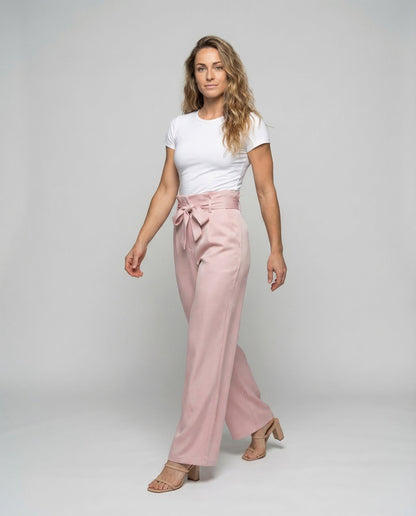 Damen High Waist Hose mit Bindegürtel - Norvielle
