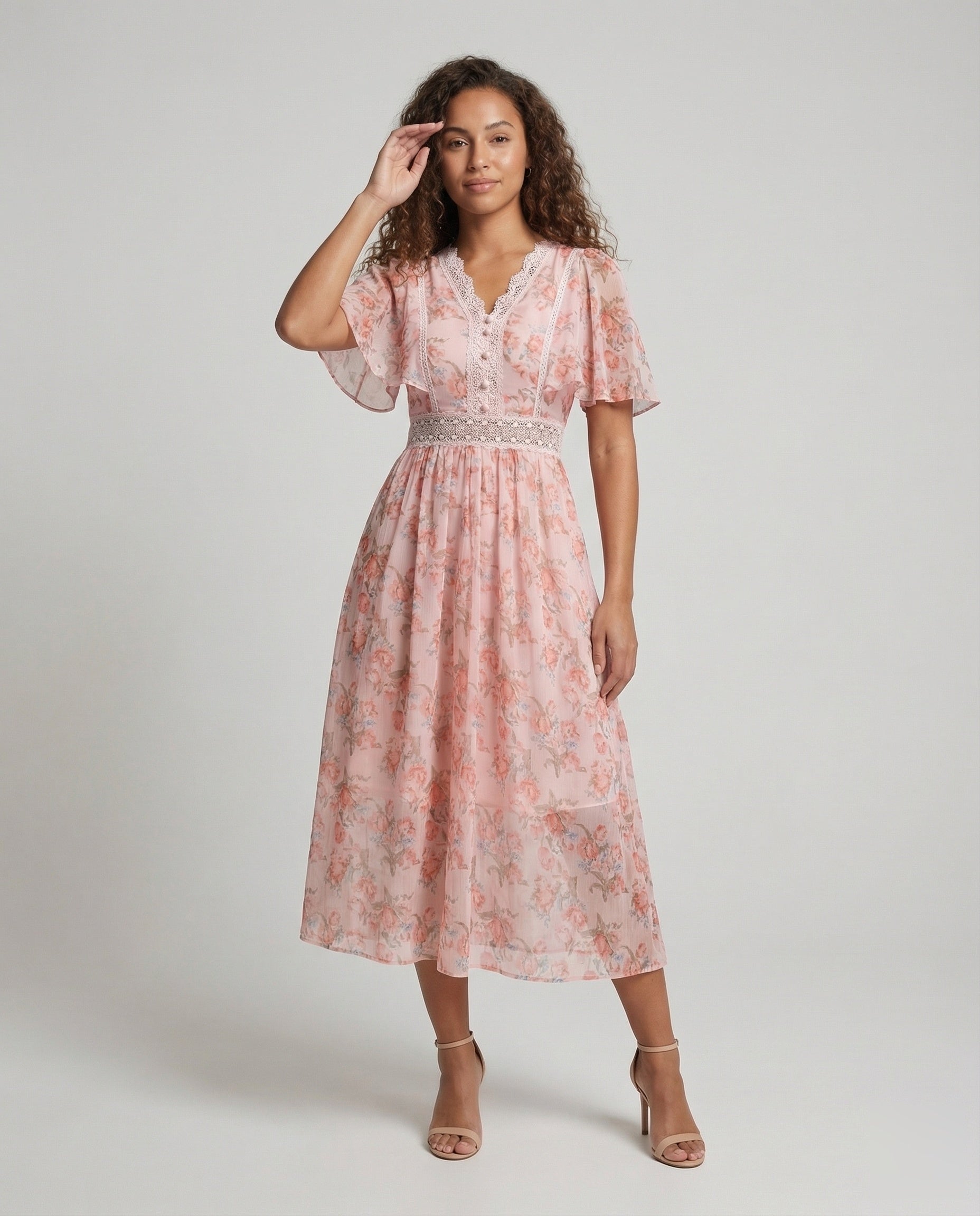 Damen Chiffon Kleid V-Ausschnitt - Norvielle