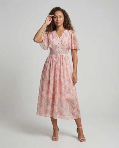 Damen Chiffon Kleid V-Ausschnitt - Norvielle