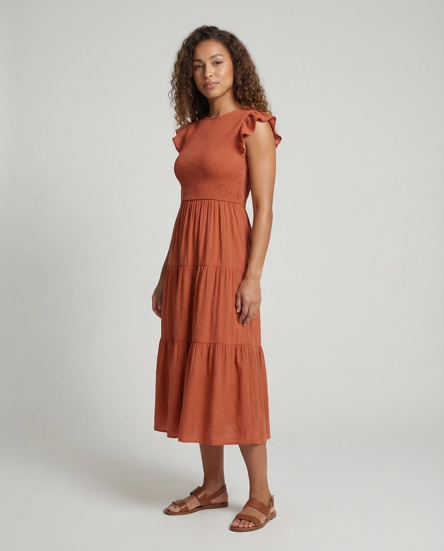 Damen Stufenkleid mit Volantärmeln - Norvielle