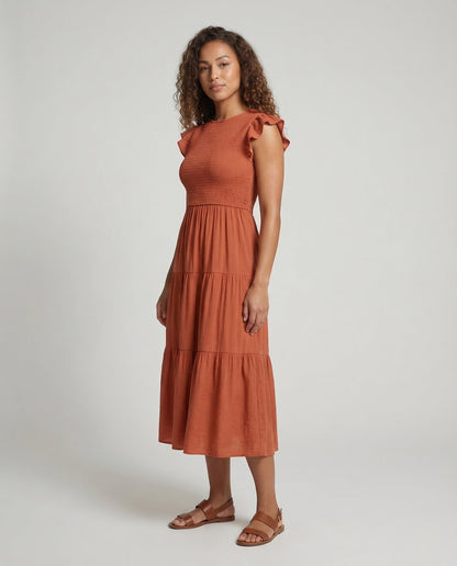Damen Stufenkleid mit Volantärmeln - Norvielle