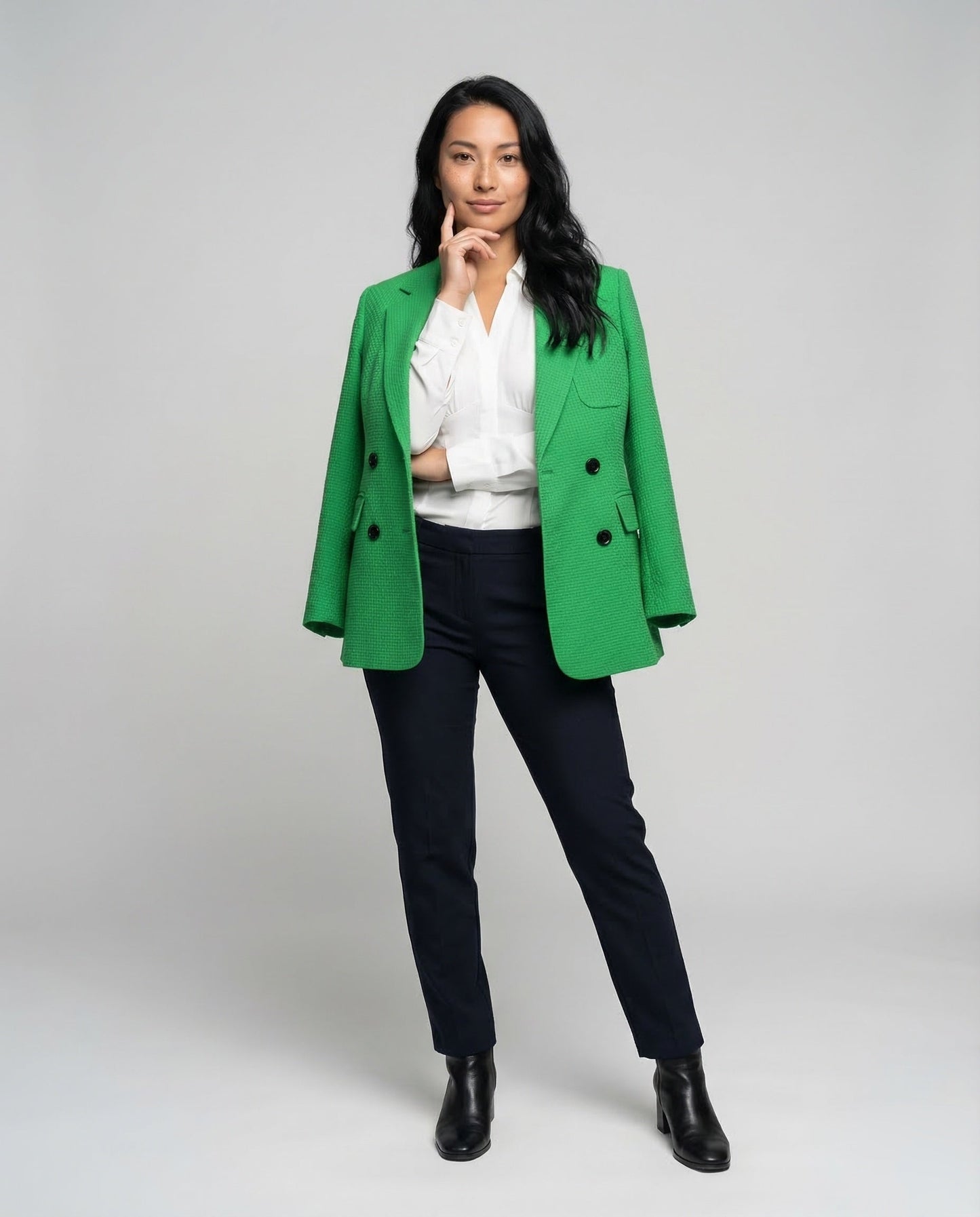 Damen Doppelreiher Blazer Struktur wird zu: Damen Doppelreiher Blazer - Norvielle
