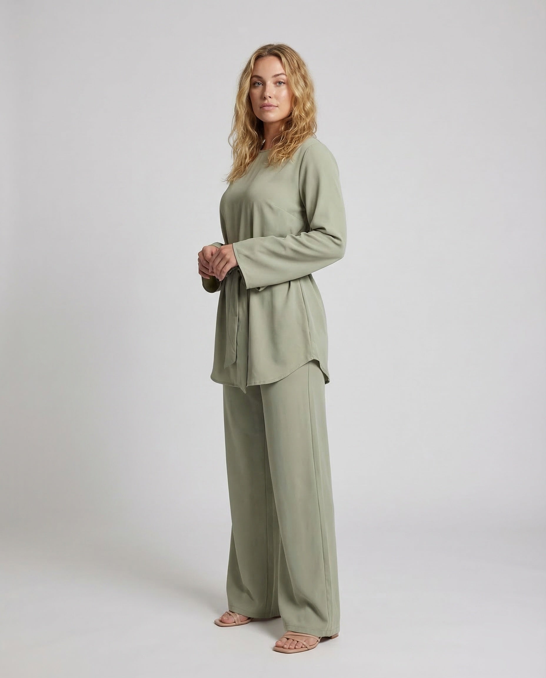 Damen Tunika Palazzo Hose Set Baumwolle Schwarz - Norvielle