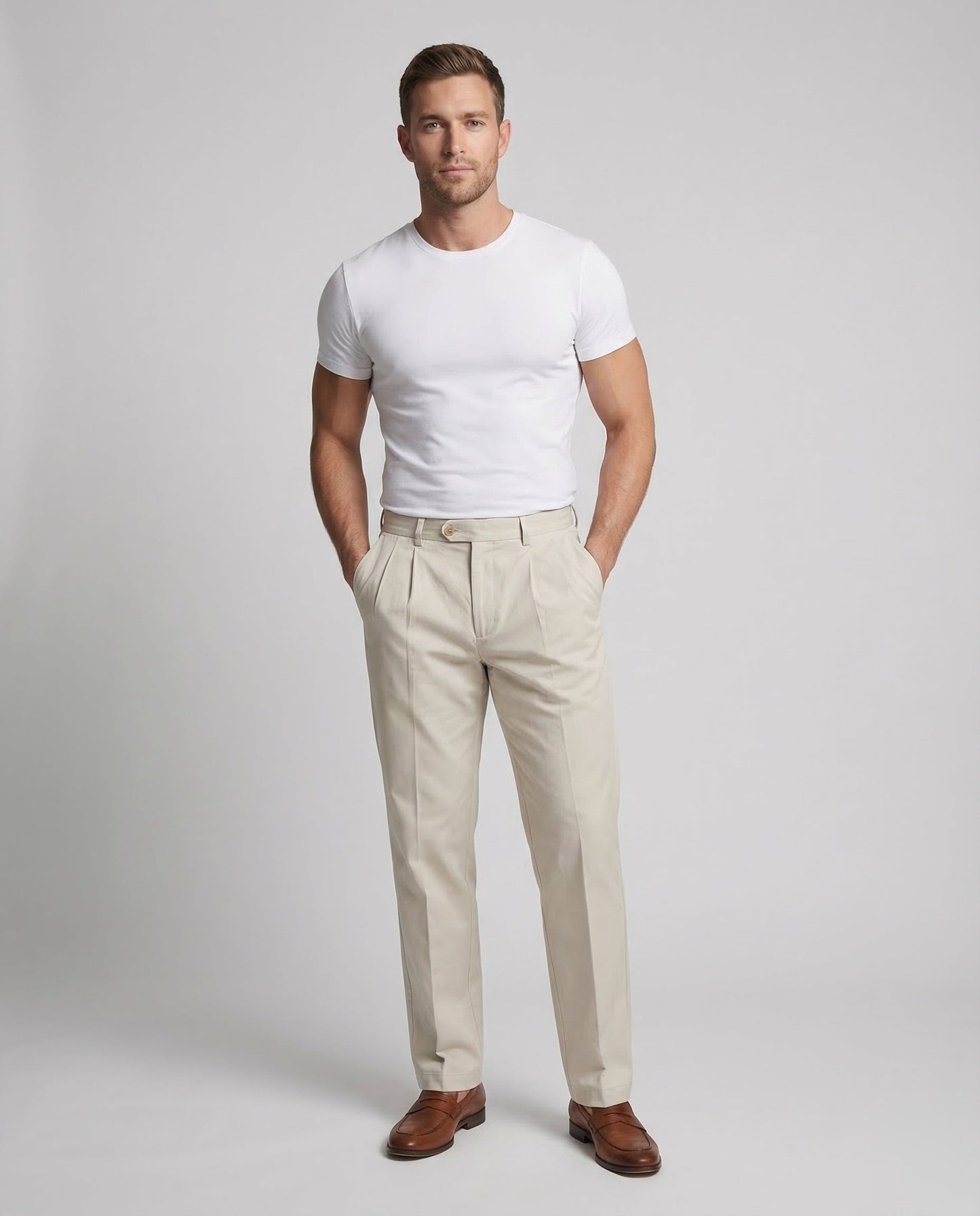 Herren Stretchhose Bundfalten Schwarz - Norvielle