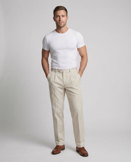 Herren Stretchhose Bundfalten Schwarz - Norvielle