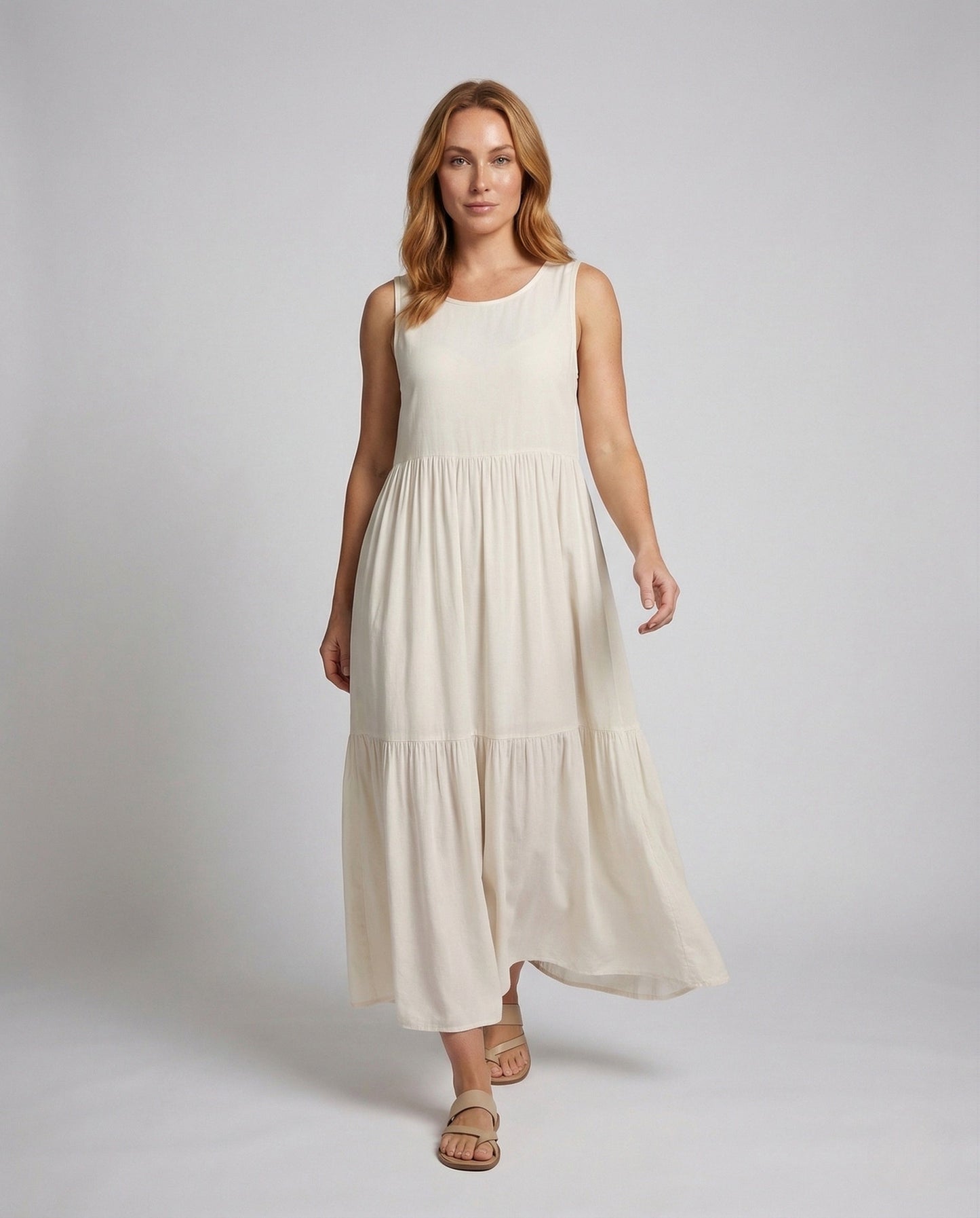 Damen Maxikleid mit Stufenrock und Print - Norvielle