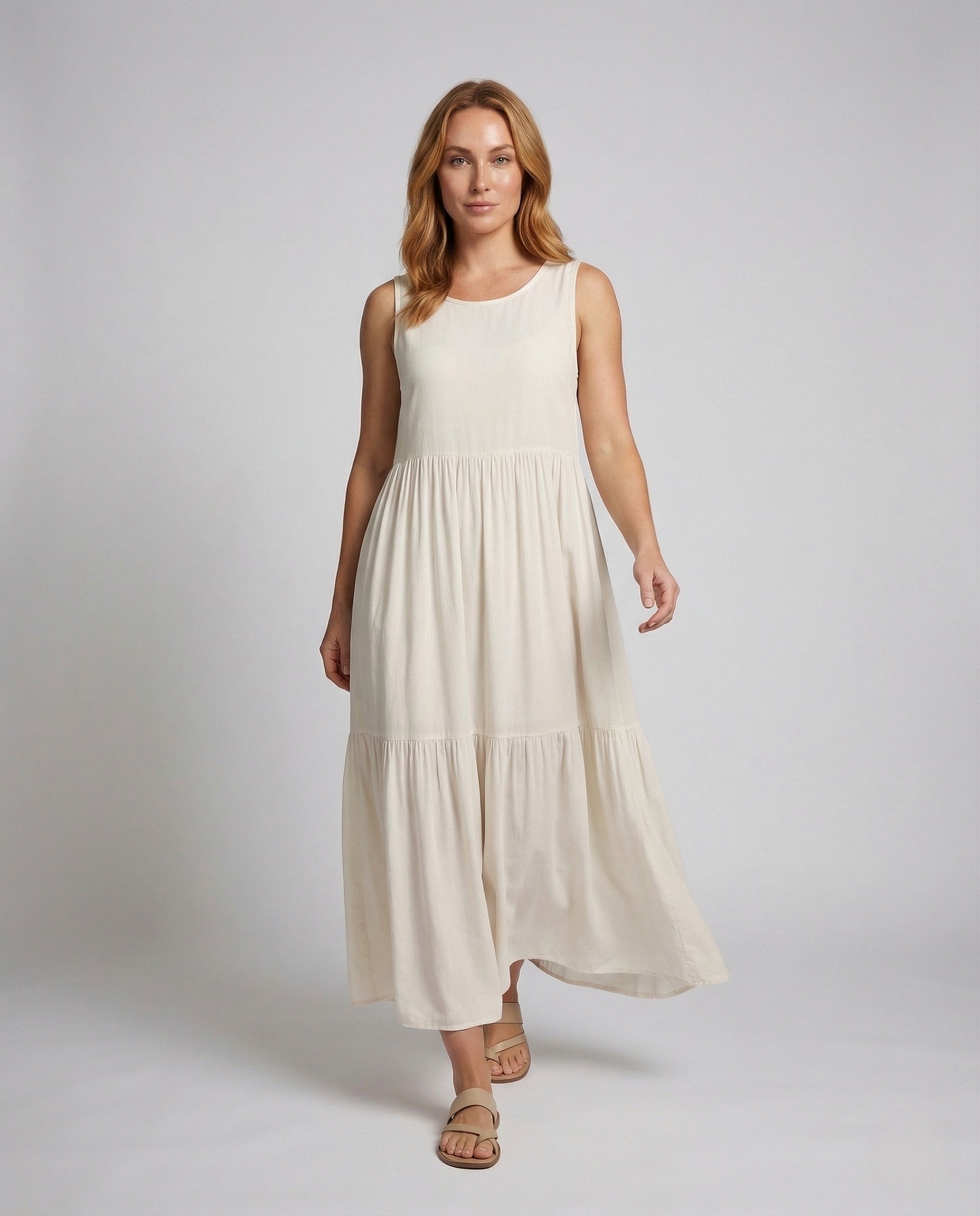 Damen Maxikleid mit Stufenrock und Print - Norvielle