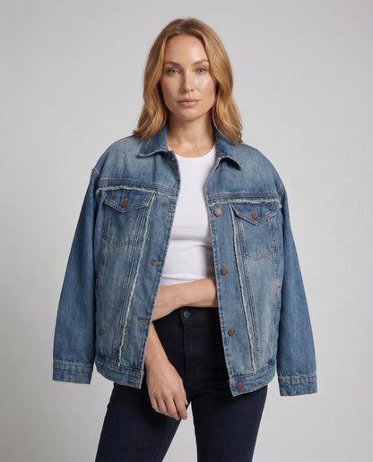 Damen Jeansjacke Weit mit Fransen - Norvielle