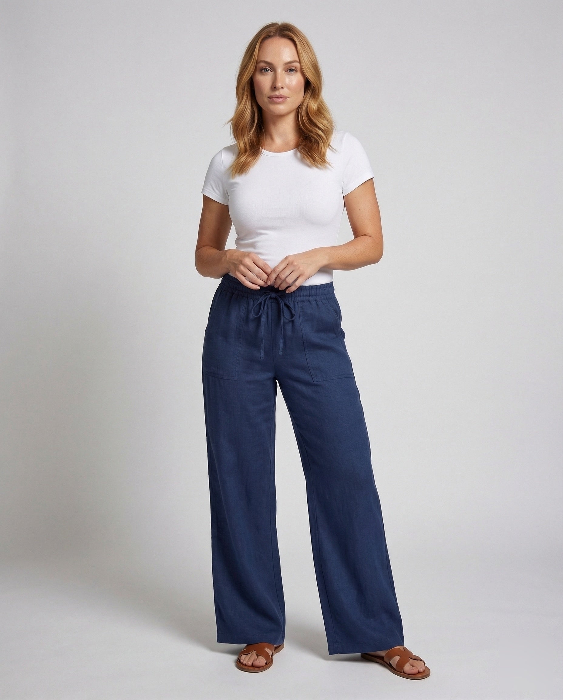 Damen Leinenhose Weit Bein - Norvielle
