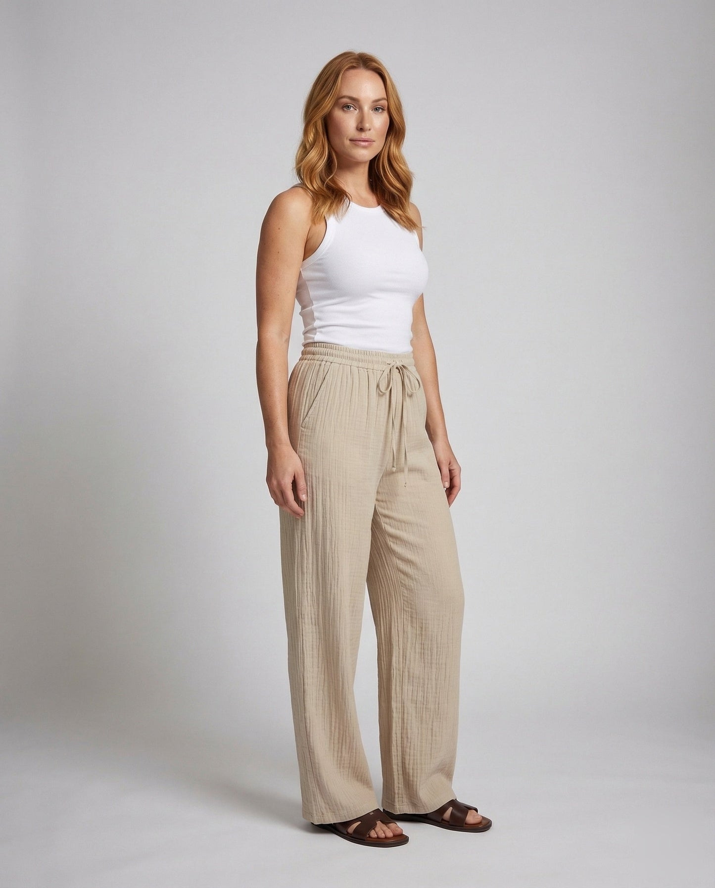 Damen Palazzo-Hose aus Plissé-Stoff - Norvielle